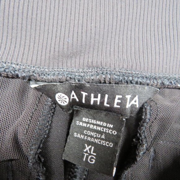 Athleta Jogger Pants Womens XL Black Zip Pockets Ribbed Waist High Rise Cuffed - Picture 4 of 11
